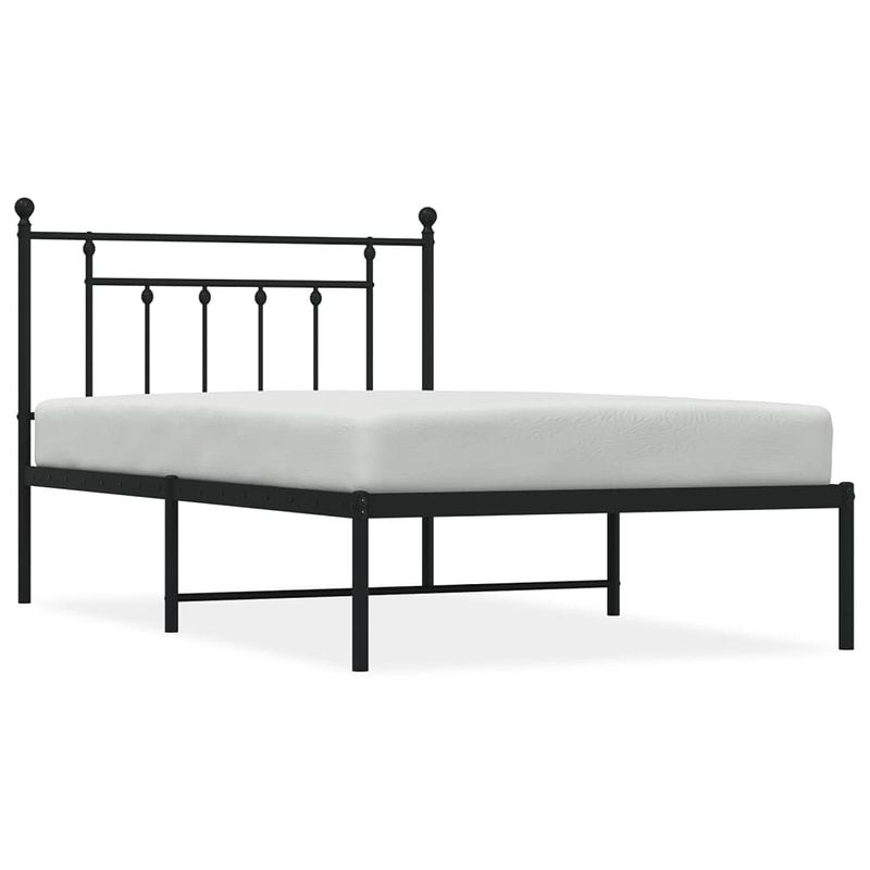 Foto van Vidaxl bedframe met hoofdbord metaal zwart 107x203 cm