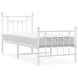 Foto van Vidaxl bedframe met hoofd- en voeteneinde metaal wit 75x190 cm