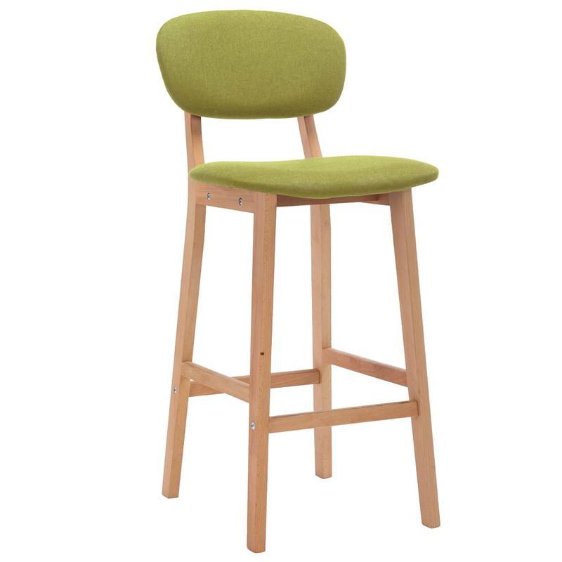 Foto van The living store barstoelen - set van 2 - groen - stof - beukenhout - 45x47x92cm - max - 110kg