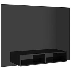 Foto van The living store tv-wandmeubel - hifi-kast - hoogglans zwart - 135 x 23.5 x 90 cm - spaanplaat