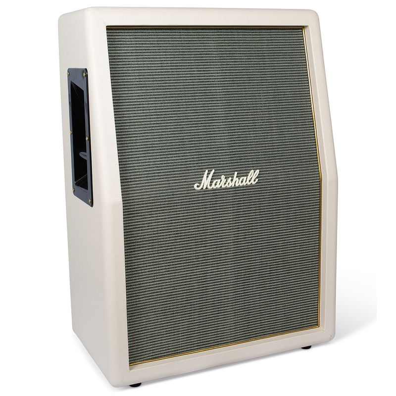 Foto van Marshall ori212ad1 origin 2x12 speaker cabinet cream levant limited edition gitaar speakerkast