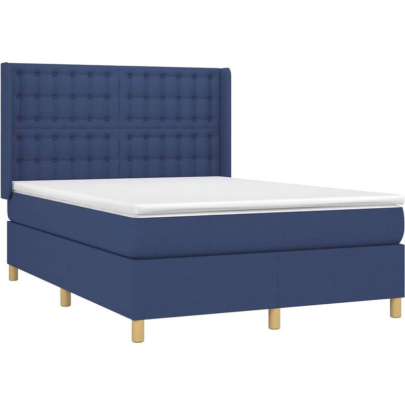 Foto van The living store boxspringbed - comfort - bed - 203 x 147 x 118/128 cm - blauw