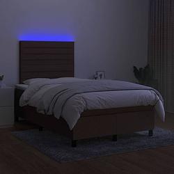 Foto van The living store boxspring - donkerbruin - 203x120x118/128 cm - led - pocketvering - huidvriendelijk