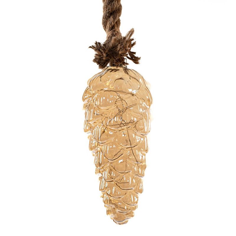 Foto van Anna'ss collection - glass pinecone gold 20x9cm on 100cm thick rope hanger 1