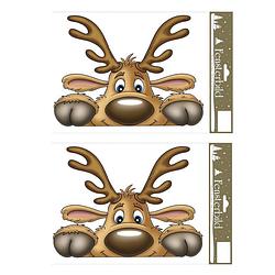 Foto van 2x stuks velletjes kerst raamstickers rendier 21 x 32 cm - feeststickers