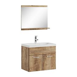 Foto van Badplaats badkamermeubel montreal 02 60cm met spiegel - kastanje eiken