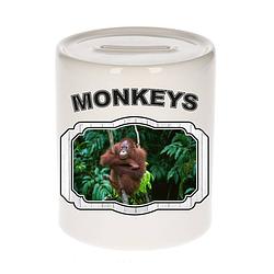 Foto van Dieren orangoetan spaarpot - monkeys/ apen spaarpotten kinderen 9 cm - spaarpotten