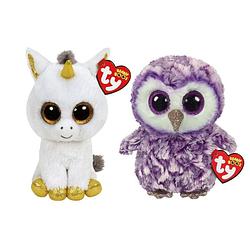 Foto van Ty - knuffel - beanie boo's - pegasus unicorn & moonlight owl