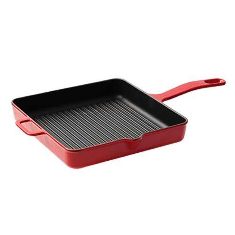 Foto van Gietijzeren vierkante grillpan rood, 25cm - sürel