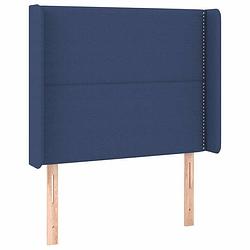 Foto van Vidaxl hoofdbord met randen 83x16x118/128 cm stof blauw