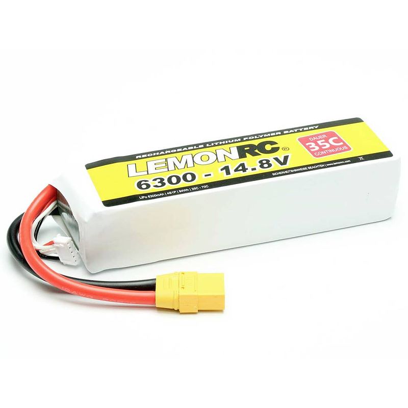 Foto van Lemonrc lipo accupack 14.8 v 6300 mah aantal cellen: 4 35 c softcase xt90