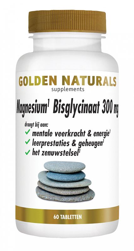 Foto van Golden naturals magnesium bisglycinaat 300mg tabletten