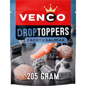 Foto van Venco droptoppers zacht & salmiak 205g bij jumbo