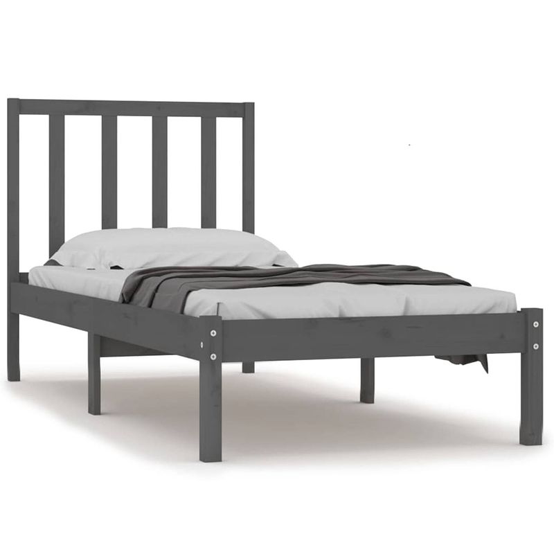 Foto van Vidaxl bedframe massief grenenhout grijs 100x200 cm