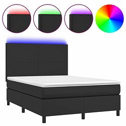 Foto van Vidaxl boxspring met matras en led kunstleer zwart 140x190 cm