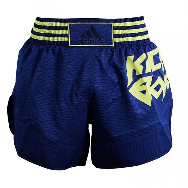 Foto van Adidas kickboksbroek micro diamond geel/ blauw maat s