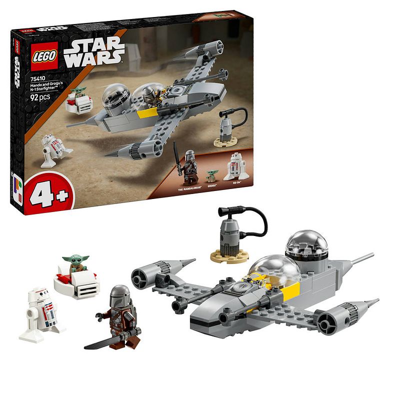 Foto van Lego star wars mando en grogu's n-1 starfighter 75410