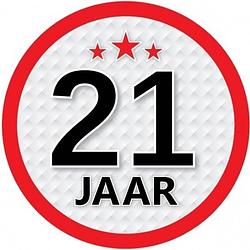 Foto van 10x 21 jaar leeftijd stickers rond 15 cm verjaardag versiering - feeststickers