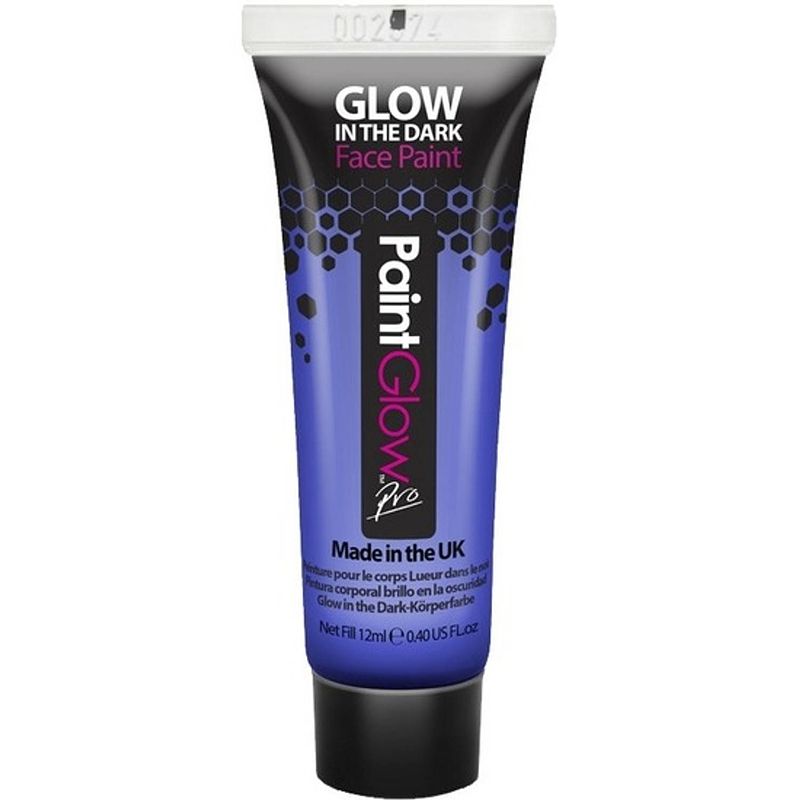 Foto van Paintglow face/body paint - neon blue/glow in the dark - 10 ml - schmink/make-up - waterbasis - schmink