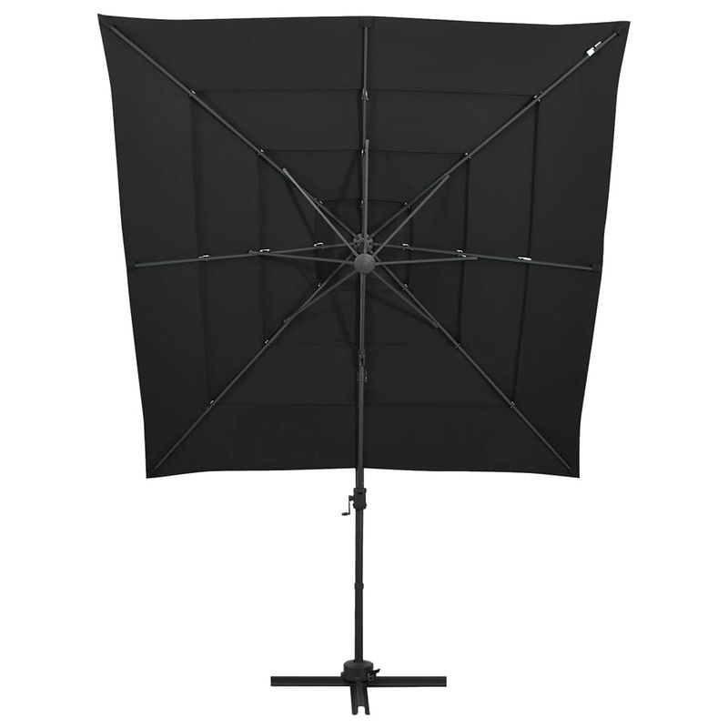 Foto van The living store parasol 4-laags 250x250x246 cm - zwarte polyester en aluminium