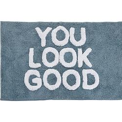 Foto van 4goodz zachte badmat blauw ""you look good"" - badkamermat - 50 x 80 cm