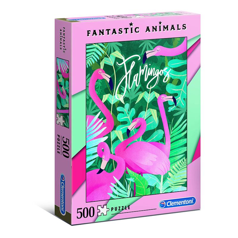 Foto van Clementoni puzzel fantastic animals 500 stukjes flamingo