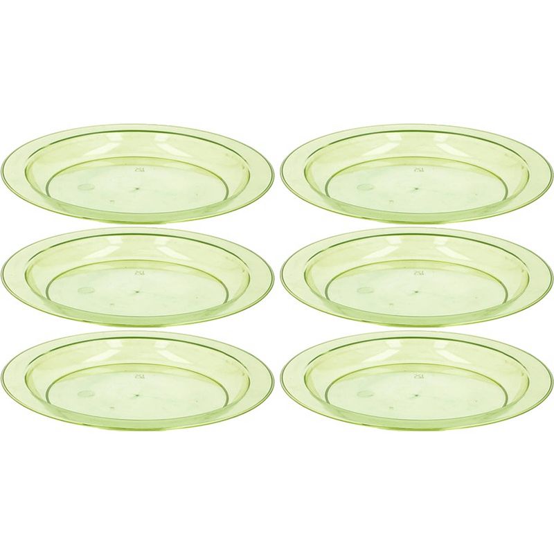 Foto van 6x groene plastic borden/bordjes 20 cm - bordjes