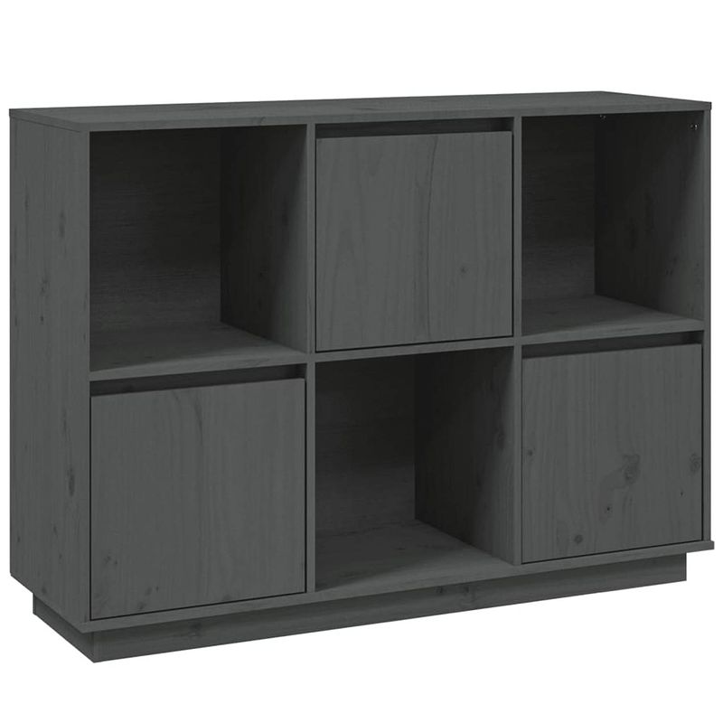 Foto van Vidaxl dressoir 110,5x35x80 cm massief grenenhout grijs