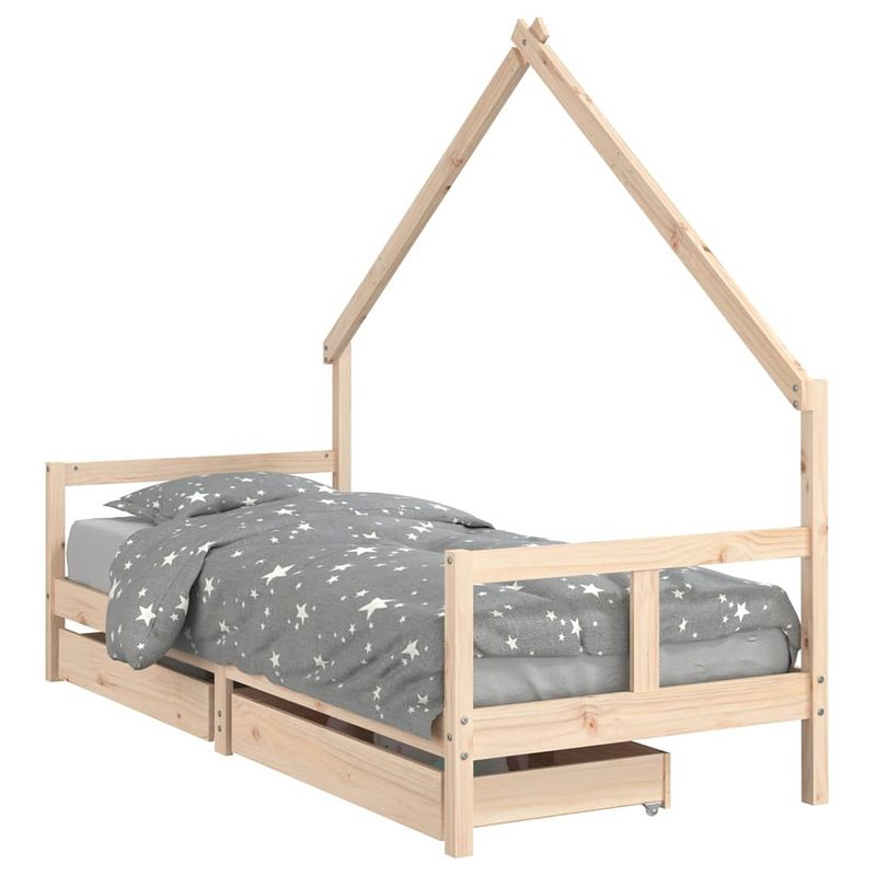 Foto van Vidaxl kinderbedframe met lades 80x200 cm massief grenenhout