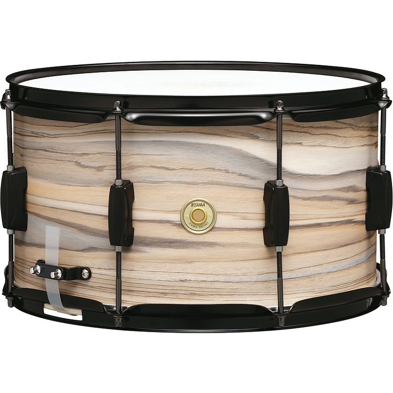 Foto van Tama wp148bk-nzw woodworks natural zebrawood 14 x 8 inch snaredrum