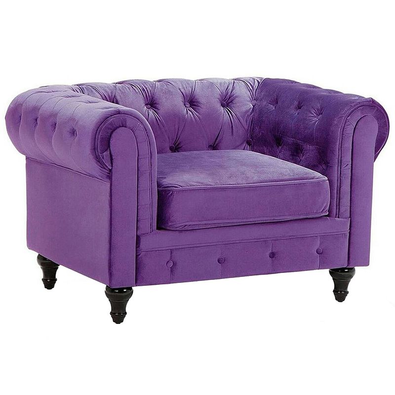 Foto van Beliani chesterfield - fauteuil-paars-fluweel