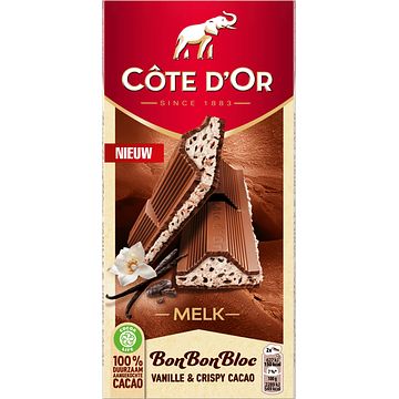 Foto van Cote d'sor bonbonbloc chocoladereep vanille 192g bij jumbo