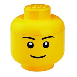 Foto van Set van 2 - opbergbox iconic hoofd boy 16 cm, geel - lego