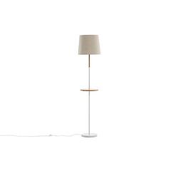 Foto van Hattman verlichting vloerlamp 36x36x165cm stof beige, wit, hout.