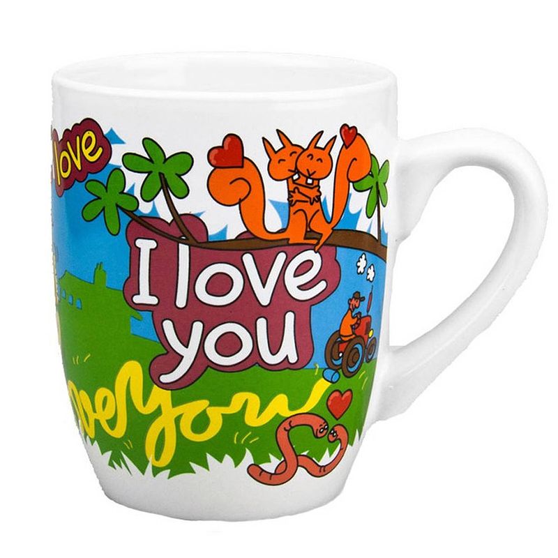 Foto van Cartoon mok/beker i love you 300 ml - feest mokken