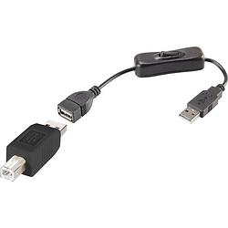 Foto van Renkforce usb-kabel usb 2.0 usb-a stekker, usb-b stekker 25.00 cm zwart incl. aan/uitschakelaar, vergulde steekcontacten rf-3346618