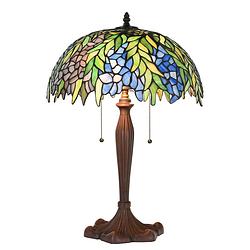 Foto van Haes deco - tiffany tafellamp groen ø 41x60 cm fitting e27 / lamp max 2x60w