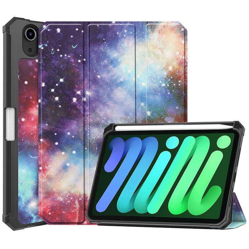 Foto van Basey ipad mini 6 hoesje kunstleer hoes case cover ipad mini 6-galaxy