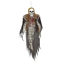 Foto van Halloween/horror thema hang decoratie skelet/zombie - met gescheurde kleding - griezel pop - 120 cm - feestdecoratievoor