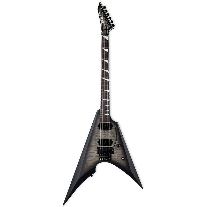 Foto van Esp ltd deluxe arrow-1000 qm charcoal burst satin elektrische gitaar met fishman fluence modern elementen