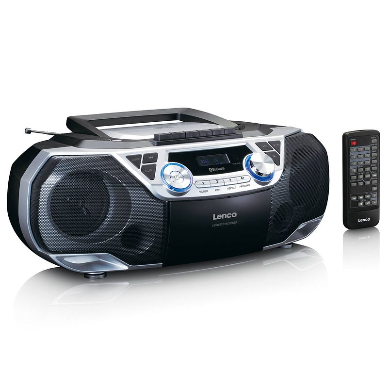 Foto van Draagbare radio cd-speler met bluetooth lenco scd-120si zwart-zilver