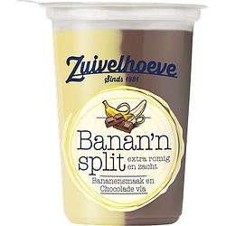 Foto van Zuivelhoeve banan'sn split bananensmaak en chocolade vla 450g bij jumbo