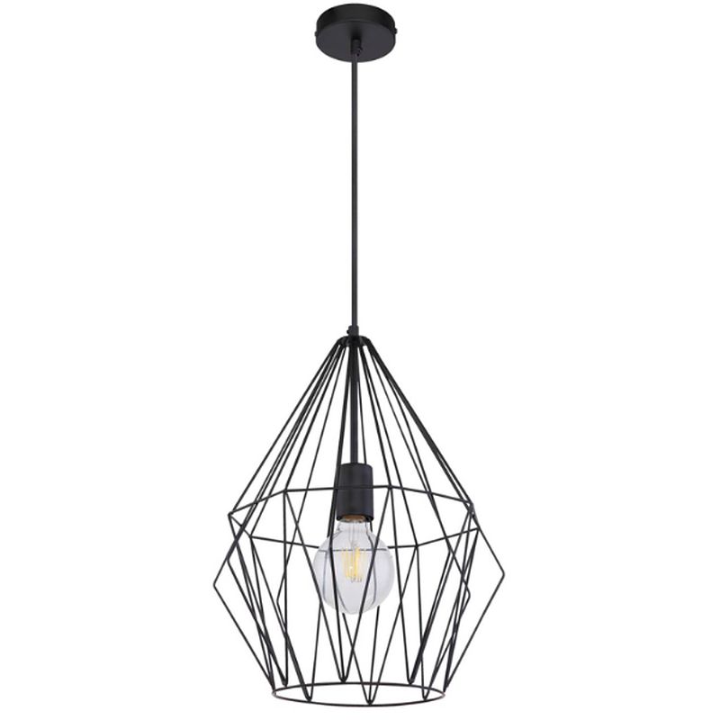 Foto van Industriële hanglamp avella - l:30cm - e27 - metaal - zwart