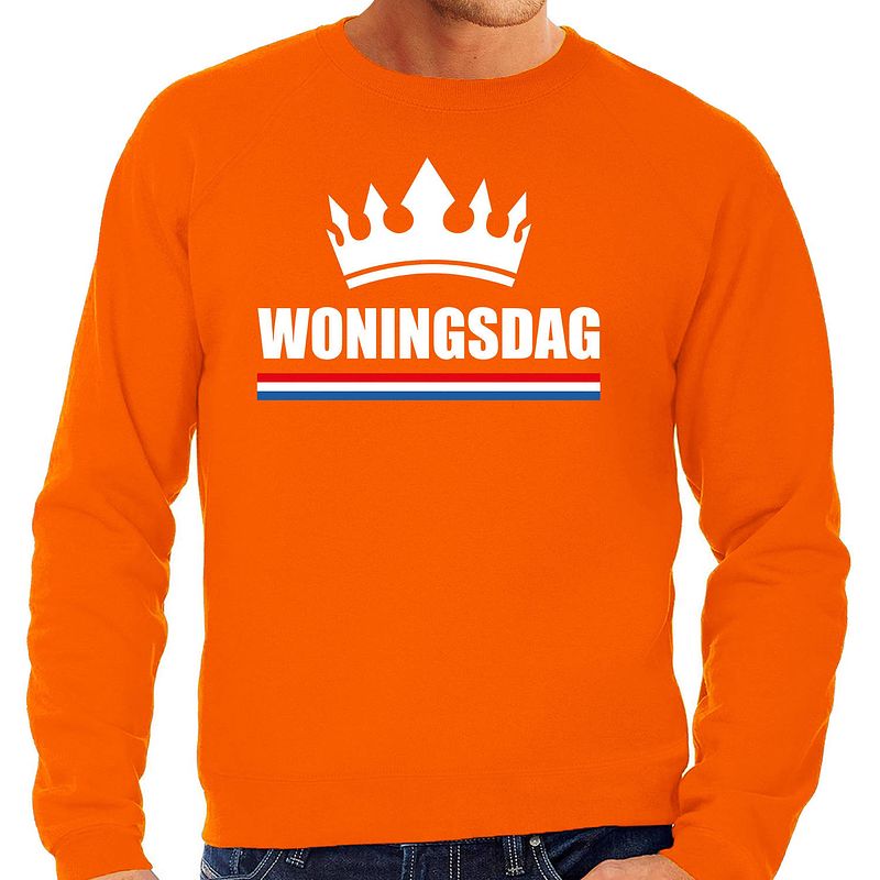 Foto van Woningsdag sweaters / trui voor thuisblijvers tijdens koningsdag oranje heren 2xl - feesttruien