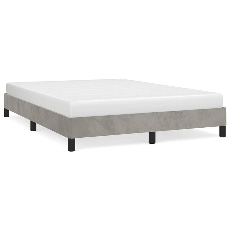 Foto van The living store bedframe - fluweel - lichtgrijs - 193 x 143 x 25 cm - geschikt voor 140 x 190 cm matras -