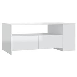 Foto van The living store salontafel wit - opbergruimte - multifunctioneel - bewerkt hout - 102x55x42 cm