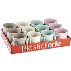 Foto van Plasticforte 12x gekleurde drinkbekers/mokken - kunststof - 320 ml - onbreekbaar - drinkbekers