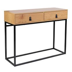 Foto van 4goodz boras sidetable mdf / metaal 100x35x80 cm - bruin / zwart