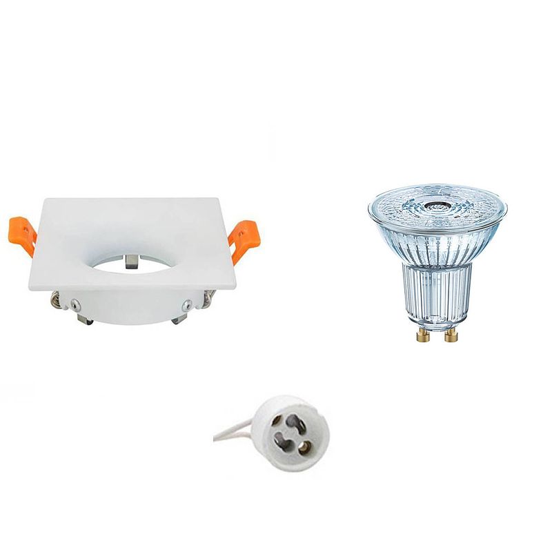 Foto van Led spot set - osram parathom par16 940 36d - gu10 fitting - dimbaar - inbouw vierkant - mat wit - 5.5w - natuurlijk wit