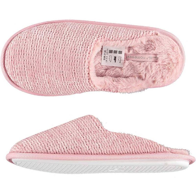 Foto van Dames instap slippers/pantoffels gebreid roze maat 39-40 - sloffen - volwassenen